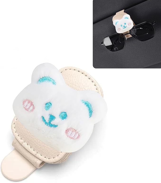 Cat Sunglasses Holder for Car Visor,Magnetic Leather Sunglass Holder,Ticket Card Clip Sunglasses Mount,Cars Visor Accessories Gadgets Cats Car Decor,Cat Gifts for Women,Men,Mom