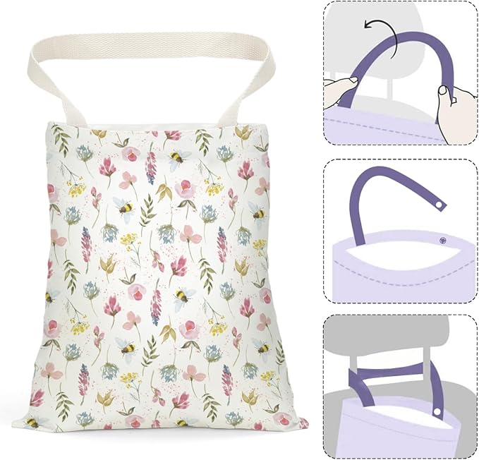 Floral Car Trash Bag Car Garbage Bag Hanging Cars Trash Can Spring Decor Waterproof Cars Back Seat Organizer for Vehicle Travelling Swimming Camping