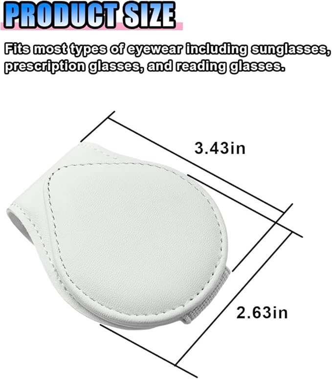 BDZMC Car Sunglass Holder, Magnetic Leather Eyeglasses Hanger Mounter for Sun Visor, Multipurpose Sunglass Holder Clip, Ticket Card Organizer Clip, Universal Visor Car Accessories (White)