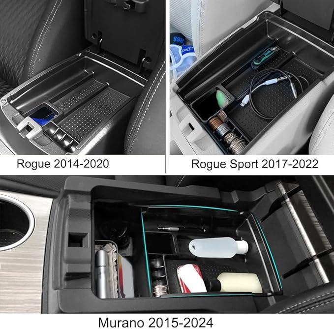 Vesul Center Console Organizer Storage Box Compatible with Nissan Rogue 2014-2020 Rogue Sport 2017-2022 Murano 2015-2024 ABS Insert Tray Organizer Glove Pallet
