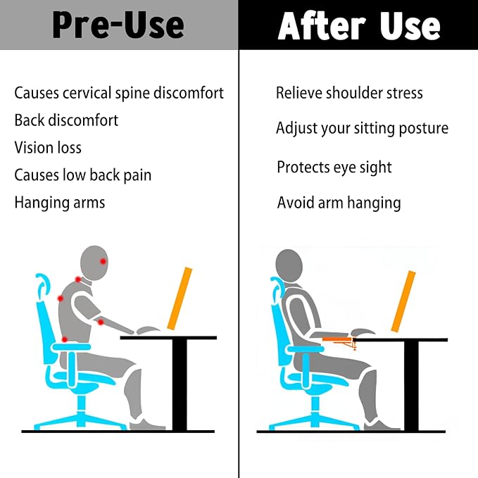 Arm Rest for Desk, Ergonomic Foldable Elbow Rest for Computer Desk, Adjustable Rotating Desk Extender Tray, Mouse Arm Bracket for Couch Keyboards Office Chair Car Massage Table (Black)