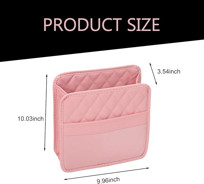 Car Seat Back Organizer, Multipurpose Car Organizer Hanging, Waterproof PU Leather Auto Backseat Storage Bag, Travel Essentials Accessories, Universal for Vehicles, Sedan, SUV (Pink)