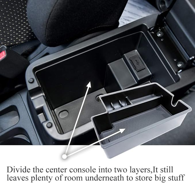 Vesul Center Console Armrest Storage Box Compatible with Mitsubishi Outlander Sport 2012 2013 2014 2015 2016 2017 2018 2019 2020 2021 ABS Tray Insert Organizer Glove Pallet