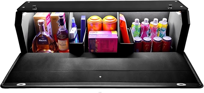 Car Trunk Organizer with LED Light, SUV Organizer Trunk Storage, Leather Callapsible Storage Box, Waterproof Car Organizers and Storage Powered by 4 AA Batteries(Batteries Not Included)