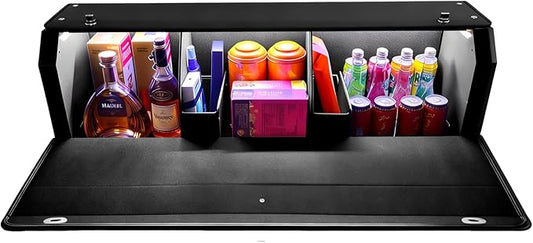 Car Trunk Organizer with LED Light, SUV Organizer Trunk Storage, Leather Callapsible Storage Box, Waterproof Car Organizers and Storage Powered by 4 AA Batteries(Batteries Not Included)