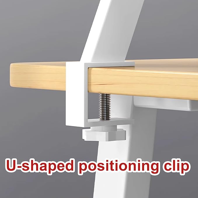 Clamp on Desk Organizer Shelf, Clamp on Desk Shelf, Desk Extension Shelf, Floating Desk Shelf, Clamp on Base, Adjustable Desk Extender Side Table, Desktop Storage Shelf(Walnut,120cm/47)