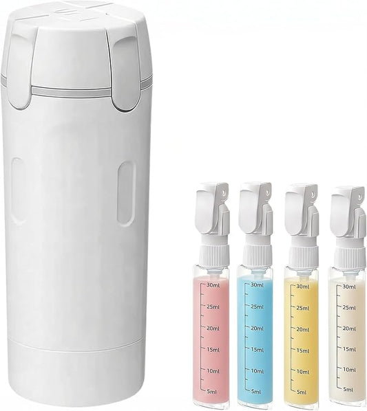 4 in 1 Travel Dispenser Bottle Set, Leak-Proof, Lightweight, Refillable Squeeze Bottles for Travel Toiletries (White)
