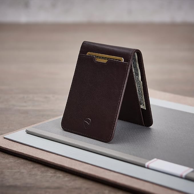 Vaultskin MANHATTAN Slim RFID Blocking Bifold Leather Wallet for Men - Men’s Leather Wallet, Front Pocket Minimalist Card Holder, Holds 9 Cards and Cash, Premium Italian Leather