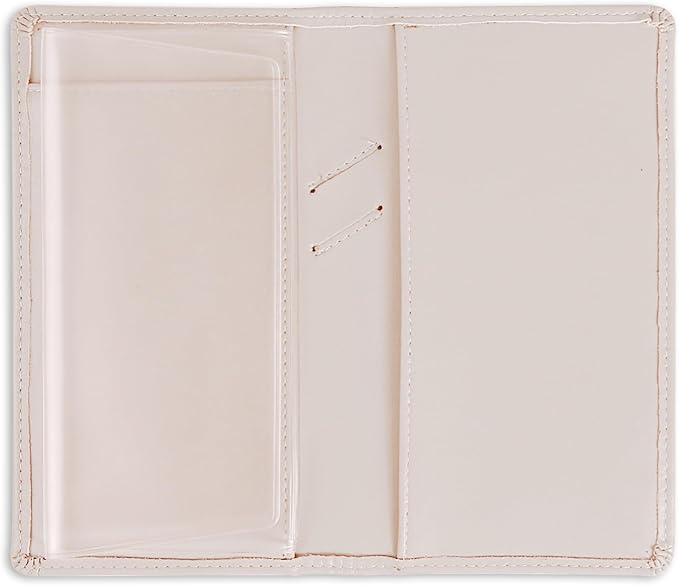 Sanlykate Leather Checkbook Cover for Men and Women, RFID Blocking Check Book Case Card Holder with Free Divider, Standard Register Duplicate Checks with pen inserts, Flesh