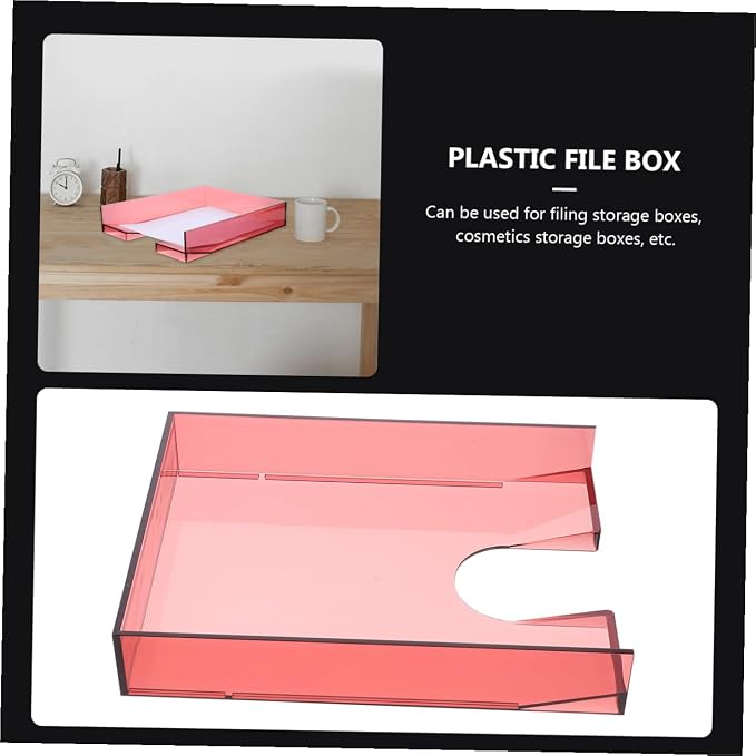 Stackable Document Organizer Box for A4 Paper, Plastic File Storage Container with Lid, Desktop File Organizer for Office and Home Use