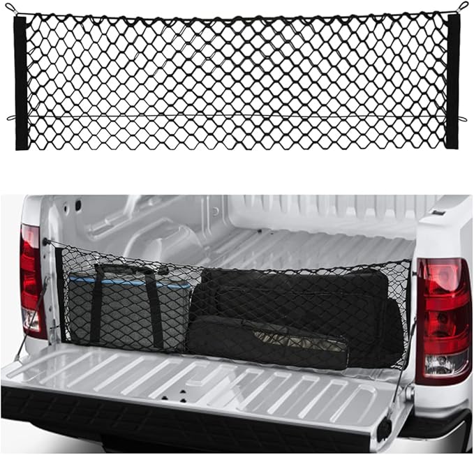 49''X16'' Truck Bed Organizer,Elastic Shrink Cargo Net Hold Many Items to Keep The Interior of Tidy,Truck Storage Fit for Ford,Chevrolet,GMC,Tantu