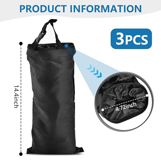 3 PCS 14 Inch Car Trash Bags Hanging for Back Seat, Detachable Washable Car Garbage Bag for Cars Travelling Outdoor Home Use