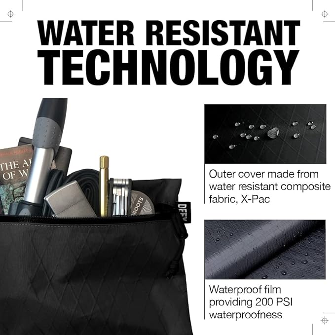 DEFY Project X-Pac Travel Pouch | Lightweight Nylon Organizer Pouch For Accessories | Premium Tech Wallet | Water Repellent Travel Organizer (Large, Black)