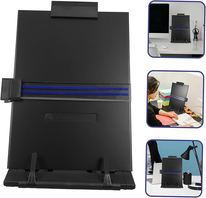 OSALADI Adjustable Document Book Holder Versatile Clip Stand for Reading Typing Copying for Home Office School Library Use Lightweight Portable Document Stand