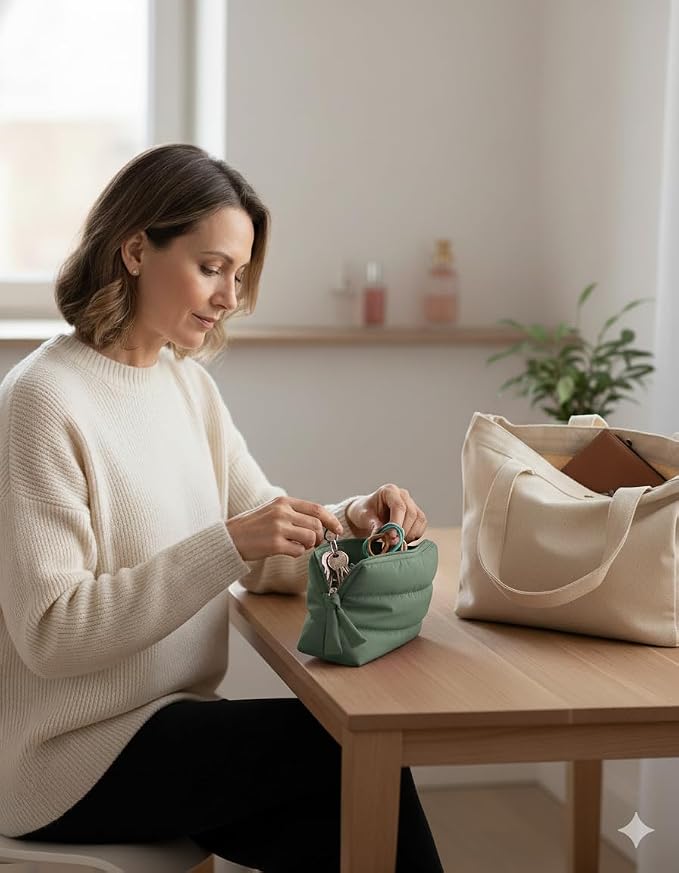 BAGSMART Small Puffy Water-Resist Makeup Bag for Women