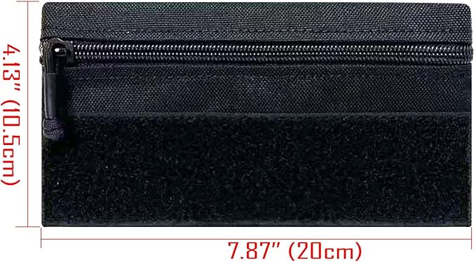 Tactical Admin Zipper Pouch with Hook and Loop, Carry On Bag Insert EDC Organizer Utility Storage Pocket Wallet for Snack Backpack Accessories Chest Ring