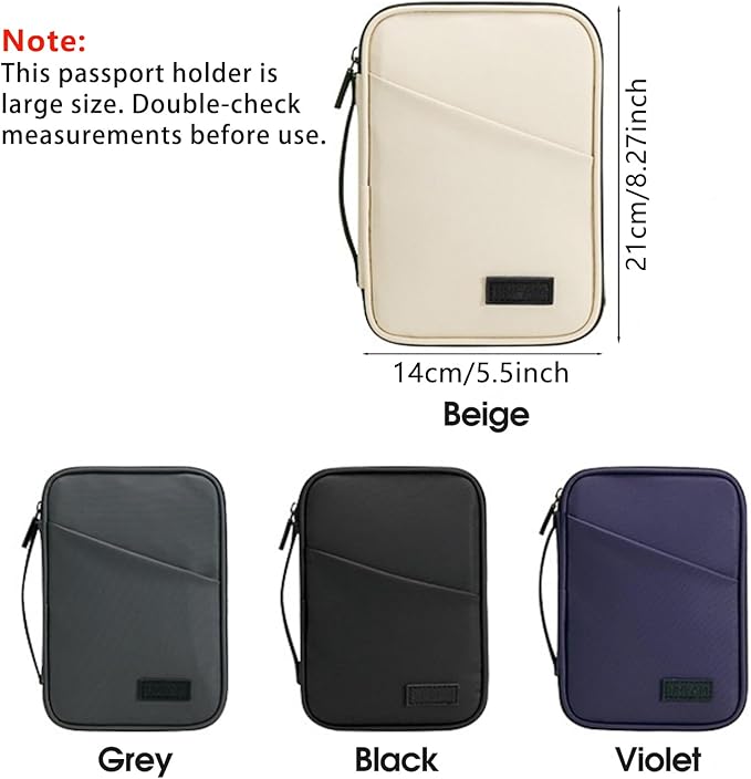 Waterproof Passport Holder, RFID Blocking Wallet, Portable Travel Document Organizer for Men & Women (Beige)