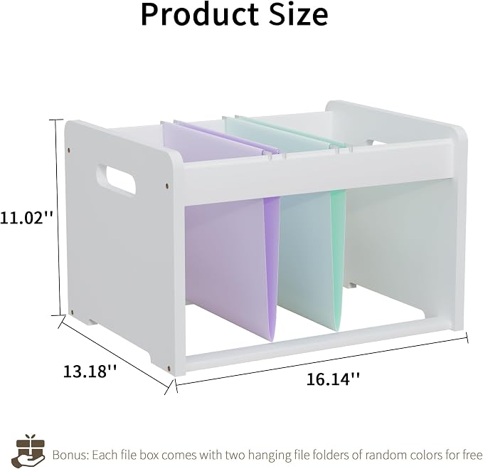 Bamboo Hanging File Organizer, Office Desk File Organizer for Letter Size, Wood Hanging File Folders Organizer Record Holder Storage Stand Bookshelf Easy Assembly, White
