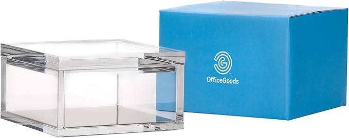 OfficeGoods Acrylic Desk Organizer w/Silver Base – Functional & Elegant Odds & Ends Box for Display or Storage – Perfect for Home or Office, Kitchen, Bathroom Vanity, Curio Display - Medium