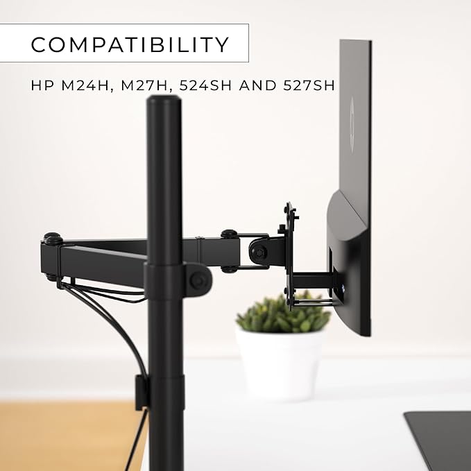 HumanCentric VESA Mount Compatible with HP M24h, M27h, 524sh, 524da and 527sh Monitors, M-Series Models Only, Bracket Mounts Monitor to Stand, Arm, 75x75mm and 100x100mm Pattern, Hardware Included