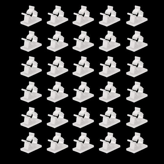 Viaky 30 Pieces White Adjustable Cable Clips Self-Adhesive Desk Organizer Nylon Wire Management Wire Holder