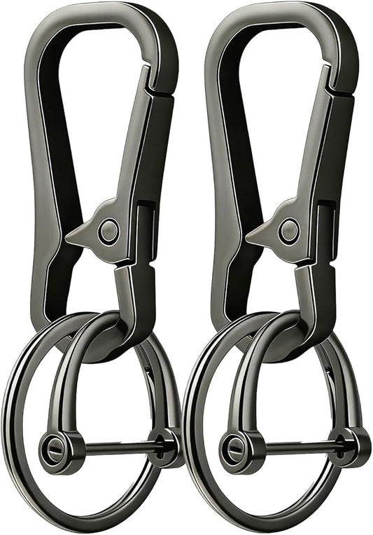 Metal Keychain Clip with Key Rings and D Ring, Heavy Duty Carabiner Key Chain Hook Holder for Car Home Keys