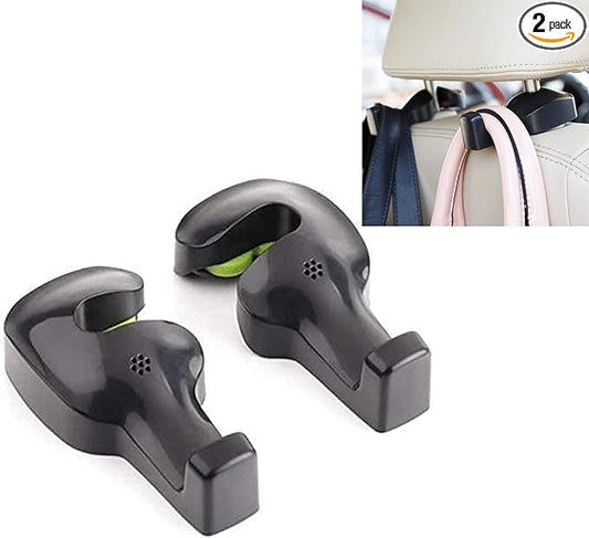 IPELY Universal Car Vehicle Back Seat Headrest Hanger Holder Hook for Bag Purse Cloth Grocery (Black -Set of 2)