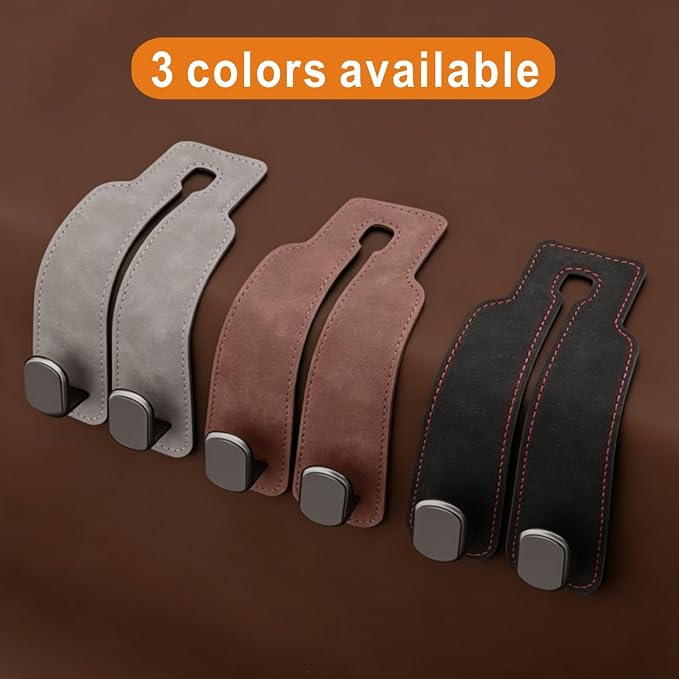 Universal Car Headrest Hooks Heavy Duty Suede Seat Organizer(Brown) | Keep your car organized with these heavy-duty suede hooks—the perfect spot for your purse, bags, and daily essentials