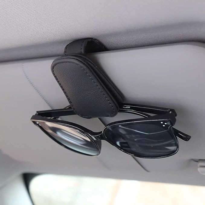 AALFA Sunglasses Holders Universal Fit Leather Clips for Easy Access Magnetic Flap Elastic Cloth Premium Auto Accessories