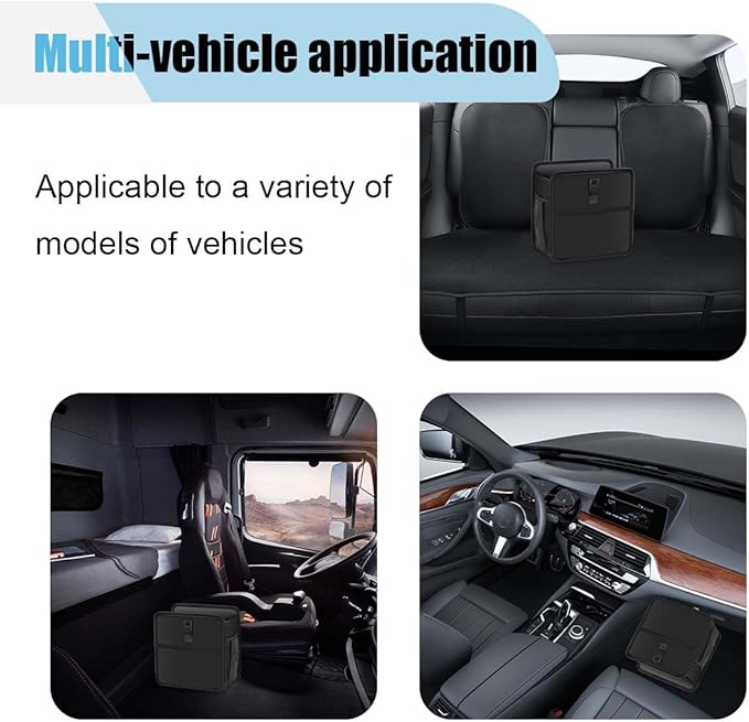 Car Trash Can, Hanging Waterproof & Leakproof Autmotive Storage Bag, Foldable Washable Vehicle Garbage Container, 2.6 Gallon Portable Auto Rubbish Bin for Sedan SUV Truck (Large)