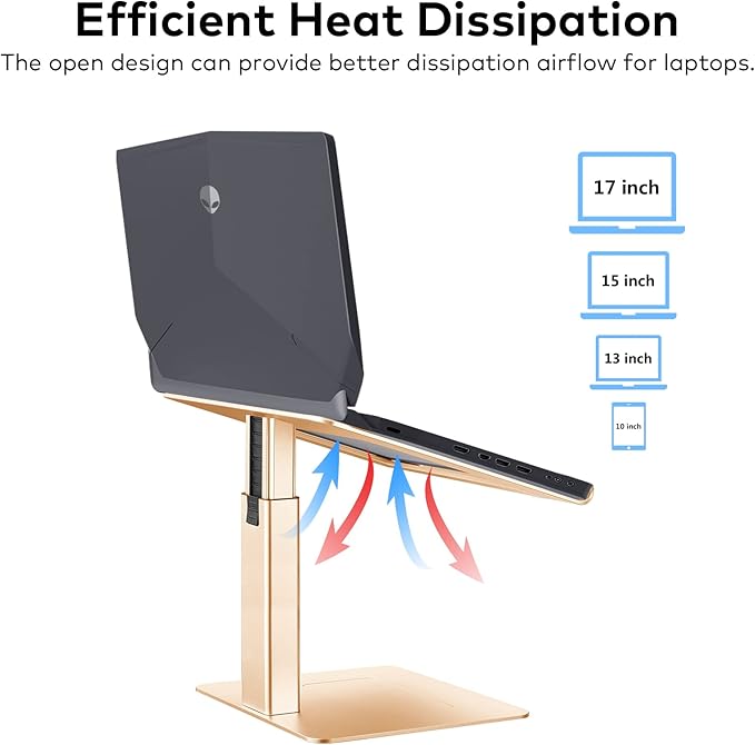 Laptop Stand for Desk, Ergonomic Aluminum Laptop Stand Adjustable Height from 7-15", Sitting and Standing Laptop Riser for 10-17" Notebook