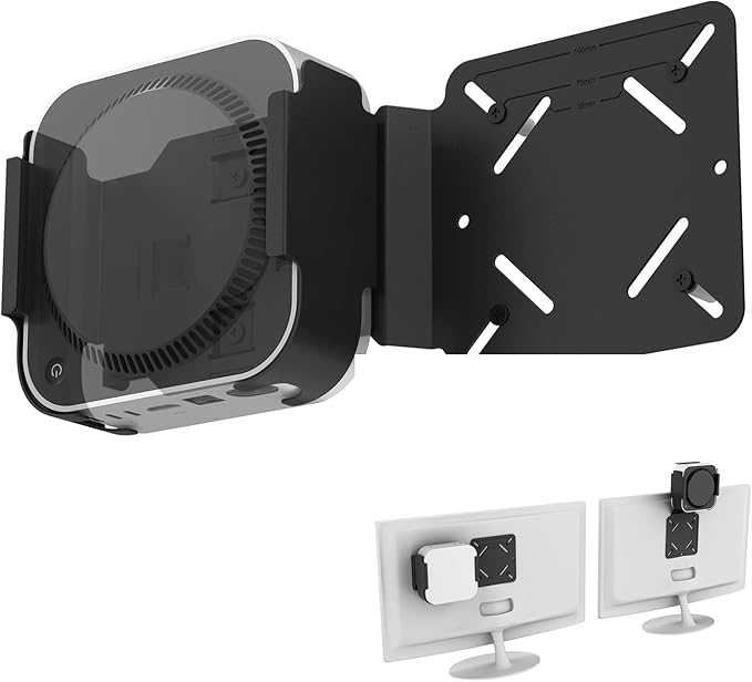 for Mac mini M4 Mounting Bracket with VESA Mount Adapter Plate - 35x75mm to 100x100mm VESA Monitor Arm Extension Plate, Behind Monitor/Wall/Desk Mount Holder for Mac mini M4 & M4 Pro 2024
