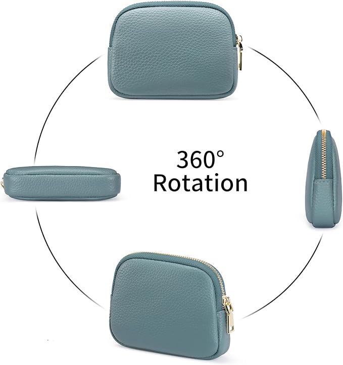 SENDEFN Mini Coin Purse Soft Leather Small Coin Pouch Purses Women Zipper Pocket with Key Ring
