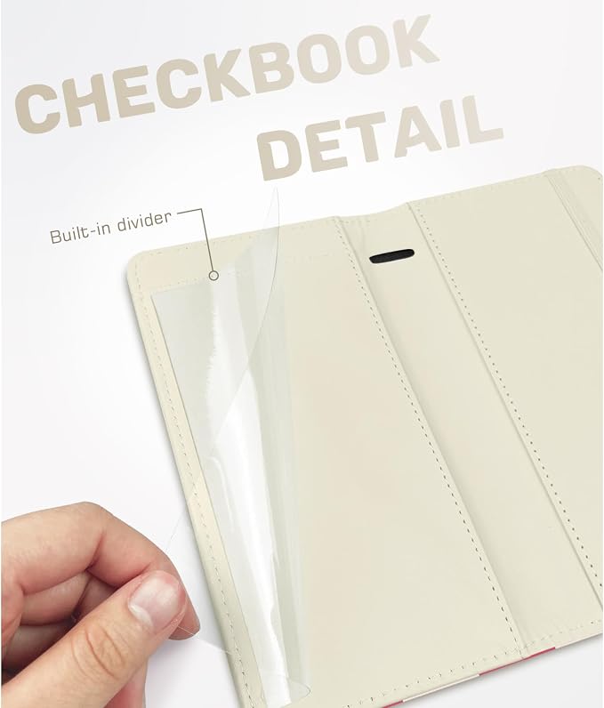 Printed Checkbook Cover, RFID Blocking Checkbook, Stylish, Lightweight, Slim Durable, Multi-Functional Checkbook Holder for Personal and Business Checks (Plaid-Pink)