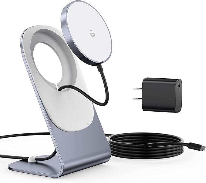 Magnetic Wireless Charger for iPhone 17/16/15/14/13/12 - Mag Charger+20W USB C Adapter, Fast Wireless Charging Stand/Pad with 5ft Cable for iPhone 17/16/15/14/13/12 Pro Max Plus Mini 17 Air,Gray