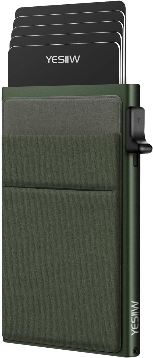 YESIIW Credit Card Holder Wallet for Men RFID Blocking Slim Minimalist Metal Wallet with Money Pocket Contactless Card Protector