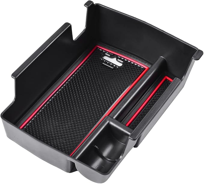 TACOBRO Center Console Organizer Tray Compatible with Jeep Compass 2022 2023 2024 2025 Accessories Insert Armrest Glove Box Secondary Storage Divider ABS Materials，Red