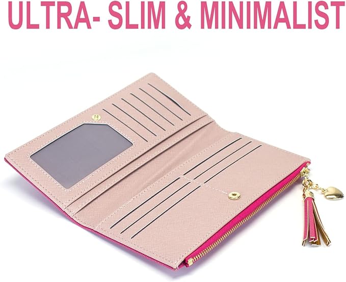 Valentoria Womens Wallet Cute Elegant Long Slim Card Holder Case Minimalist Coin Purse Thin Tassels Zip Clutch Wallets for Girls Ladies | Cute, Elegant, Long, Slim, Case, Minimalist