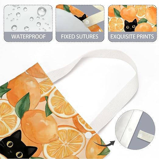 Black Cat Car Trash Bag, Orange Car Trash Bag Hanging, Orange Accessories, Summer Decor Waterproof Cars Back Seat Hanging Organizer Garbage Can for Vehicle Travelling Camping