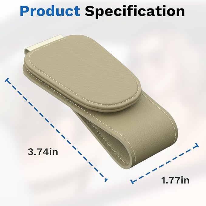 BFXM Sunglass Holder for Car, Sunglasses Holder Eyeglass Hanger Clip Magnetic Leather for Car Visor, Cars Sun Visor Ticket Card Clip