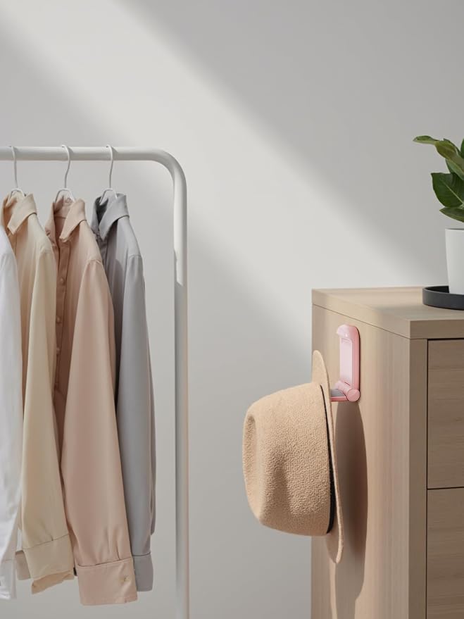 MAMUVIMO Headphone Stand, 2 Pack Headset Stand Foldable＆Sticky, Headphone Holder Hook Mount with Non-Slip Silicone, Adhesive Earphone Desk Hanger Clip Space-Saving for Airpods Max, All Earphones-Pink