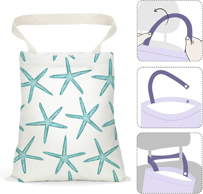 Car Trash Bag Car Garbage Bag Hanging Cars Trash Can, Waterproof Cars Back Seat Organizer for Vehicle Travelling Campingg Ocean Starfish Sailboat Anchor Decor
