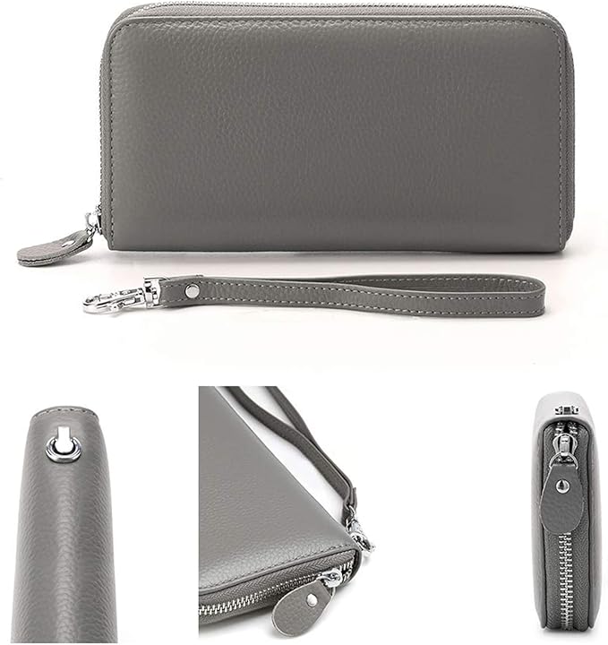 Moflycom Womens Wallet RFID Blocking Genuine Leather Zip Around Wallet Clutch Wristlet Travel Long Purse for Women