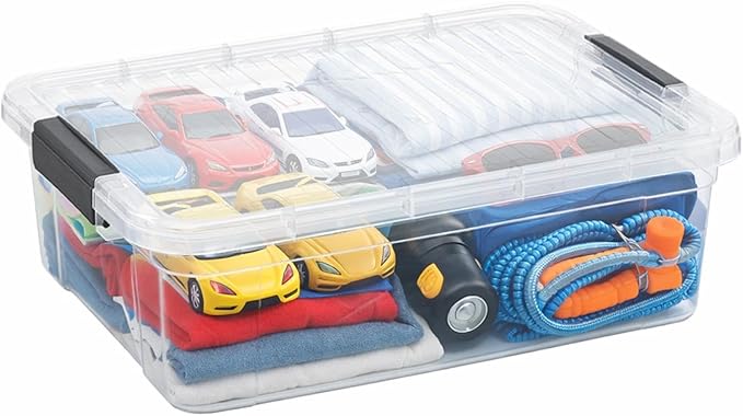 Superio 13.7 Qt Clear Plastic Storage Bins with Lids and Latches, Organizing Containers, Stackable Plastic Bin for Home, Garage, School, and Office