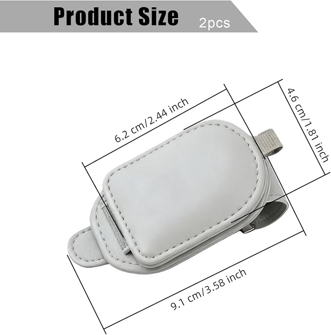 Sunglass Holder for Car Visor, Magnetic Leather Eyeglass Holder, Universal Car Sunglass Organizer Visor Accessories for SUV Truck Pickup, 2 Pack (Gray)