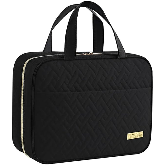 HOTOR Travel Toiletry Bag - Hanging Toiletry Bag for Women & Men, Makeup Bag/Big Comparment, Waterproof for Travel Accessories, Travel Essentials, Large, Black
