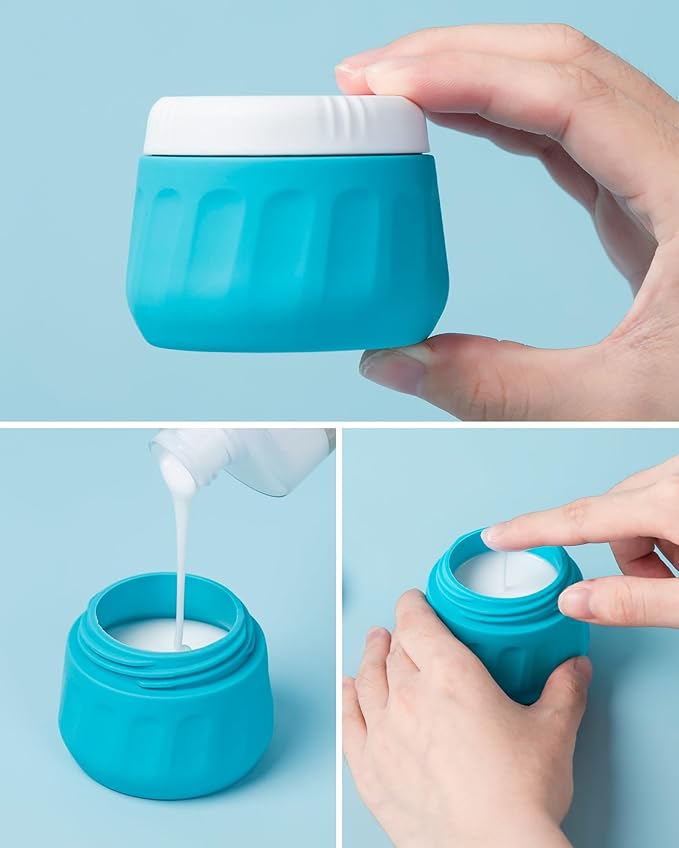 Mrsdry Travel Size Toiletries 8 Pack, TSA Approved 3oz Silicone Squeeze Bottles & Cream Jars with Clear Travel Bag