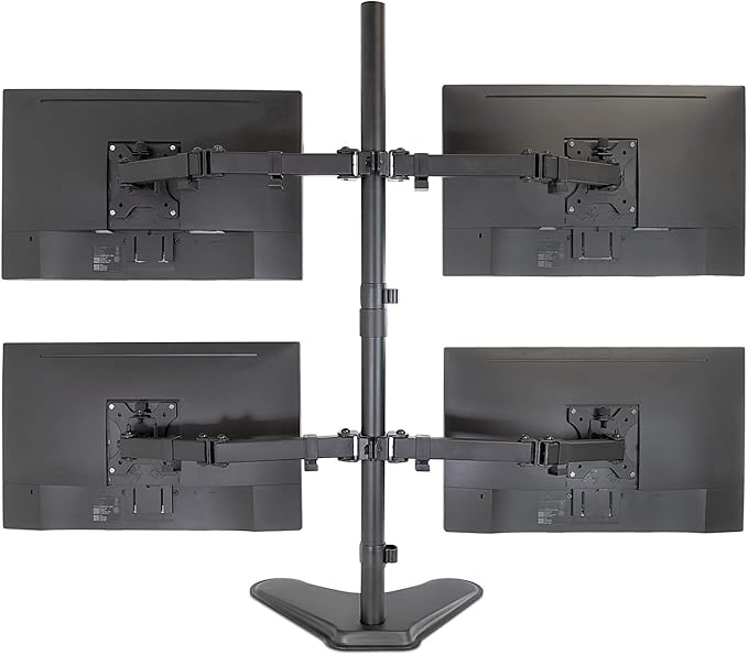 Mount-It! Quad Monitor Stand for 4 Screens up to 32", Free Standing Multi Monitor Desk Mount, Height Adjustable 34.8", 17.6 lbs Each, VESA 75x75 100x100, Steel 4 Monitor Stand, MI-2784
