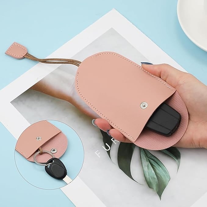 Protective Pull Out Key Case, 4PCS Creative Key Cover Case, PU Leather Large-Capacity Car Key Pull Out Key Case Not Easy to Slip Key Pouch