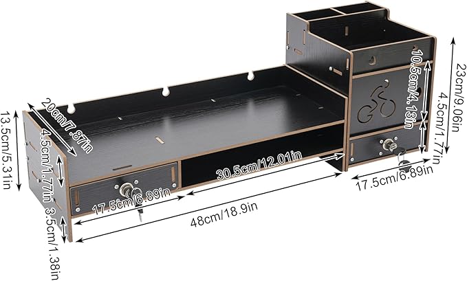 Desktop Monitor Stand with Drawer, Adjustable Laptop Riser Monitor Riser, Computer Monitor Booster Stand for Home Office